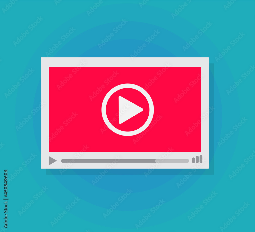 Video Player Icon. Flat cartoon media player symbol, vector illustration Video Player Icon. Flat cartoon media player symbol, vector illustration