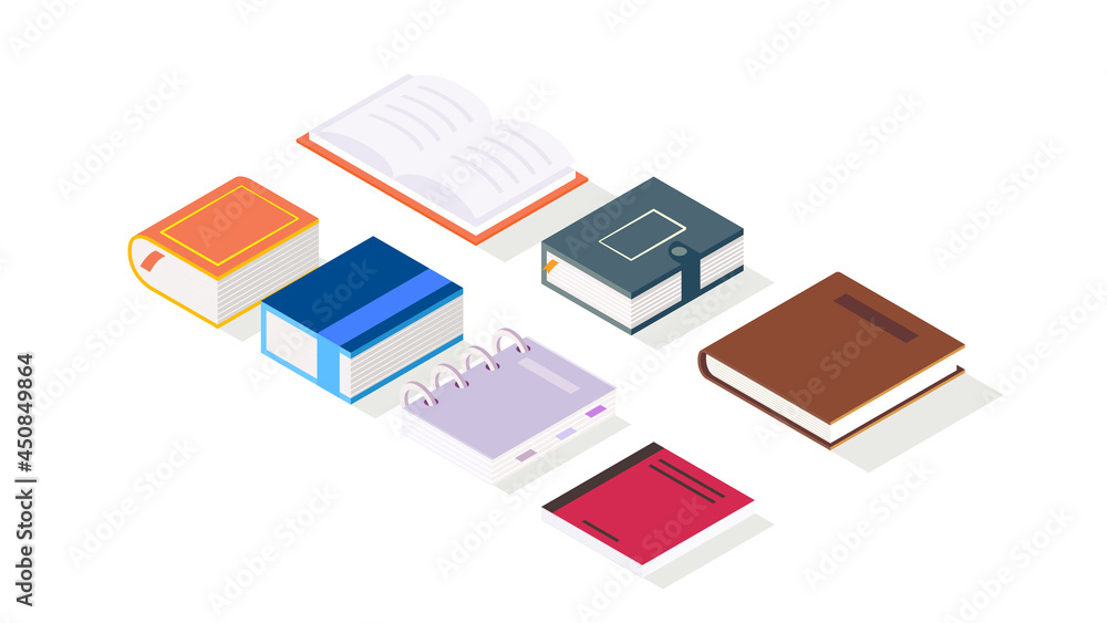 Collection of Mini Book Icon or Illustration in Isometric