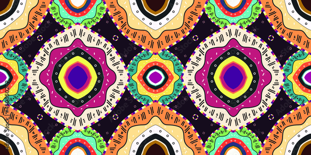 Fototapeta premium Stunning geometric background.contemporary tribal style seamless pattern.pattern ethnic graphic design print.Henna Mandala.Tribal African Inspired Pattern.carpet,wallpaper,wrapping,embroidery sty