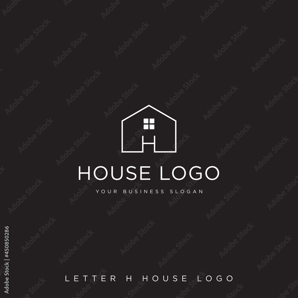 HOUSE WITH LETTER H LOGO DESIGN