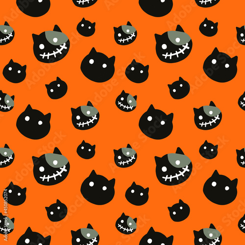 cat halloween vector pattern seamless