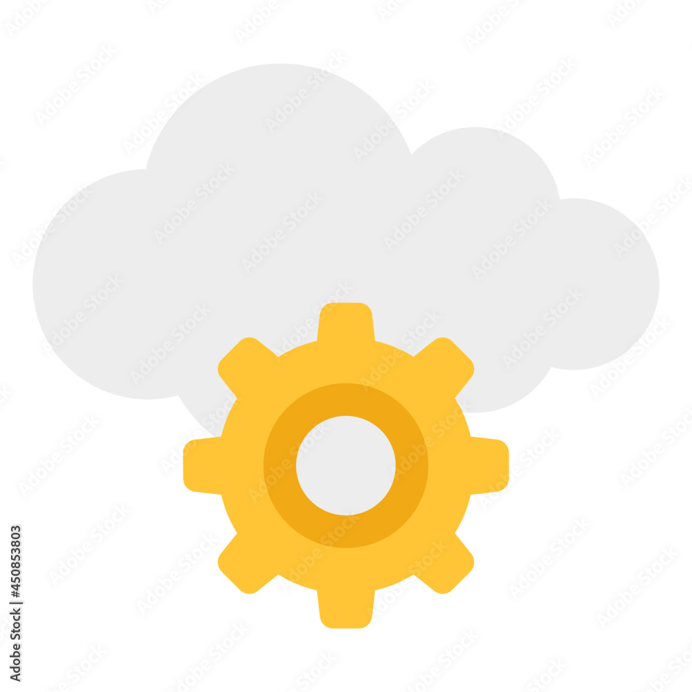 Gear with cloud, flat design of cloud development Gear with cloud, flat design of cloud development
