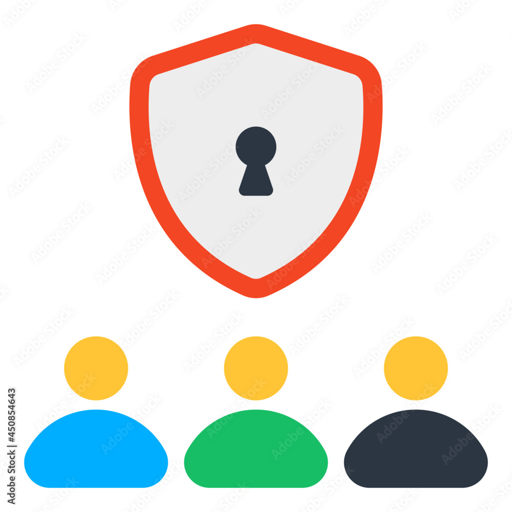 People group with shield, icon of security team People group with shield, icon of security team
