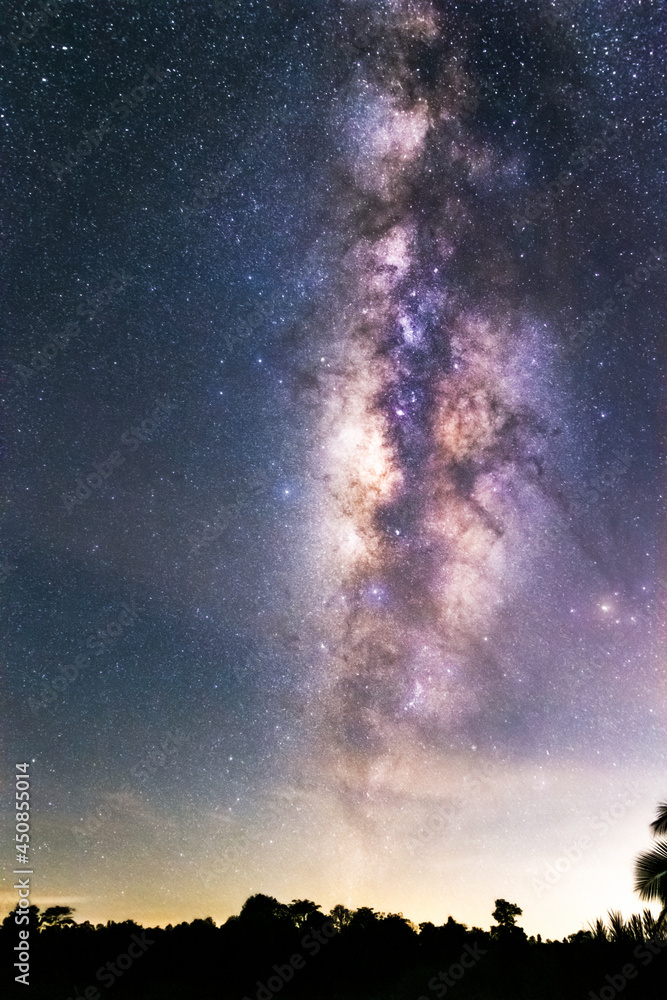 beautiful milky way in the dark night at Thailand