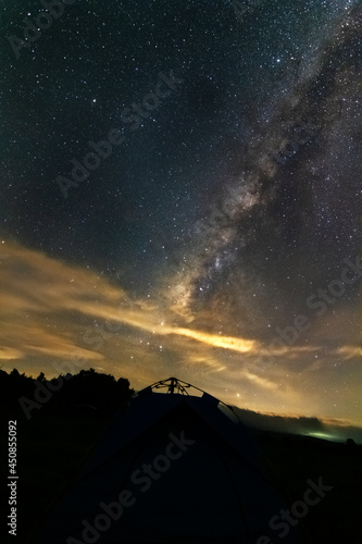 beautiful milky way in the dark night at Thailand