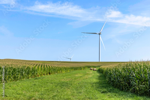 Wind Turbine on a Sunny Summer Day on Farm in Iowa photo