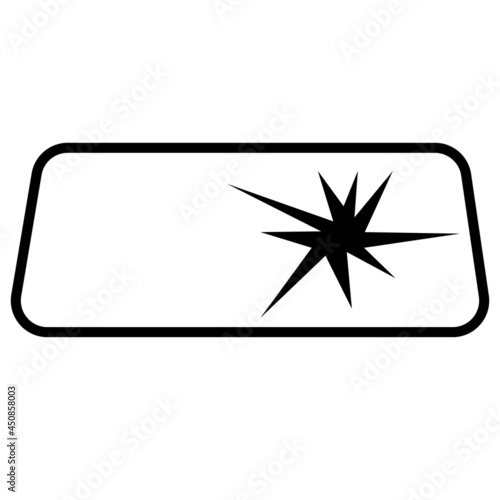 Broken windshield icon on white background. broken windshield sign. Broken glass symbol. flat style.
