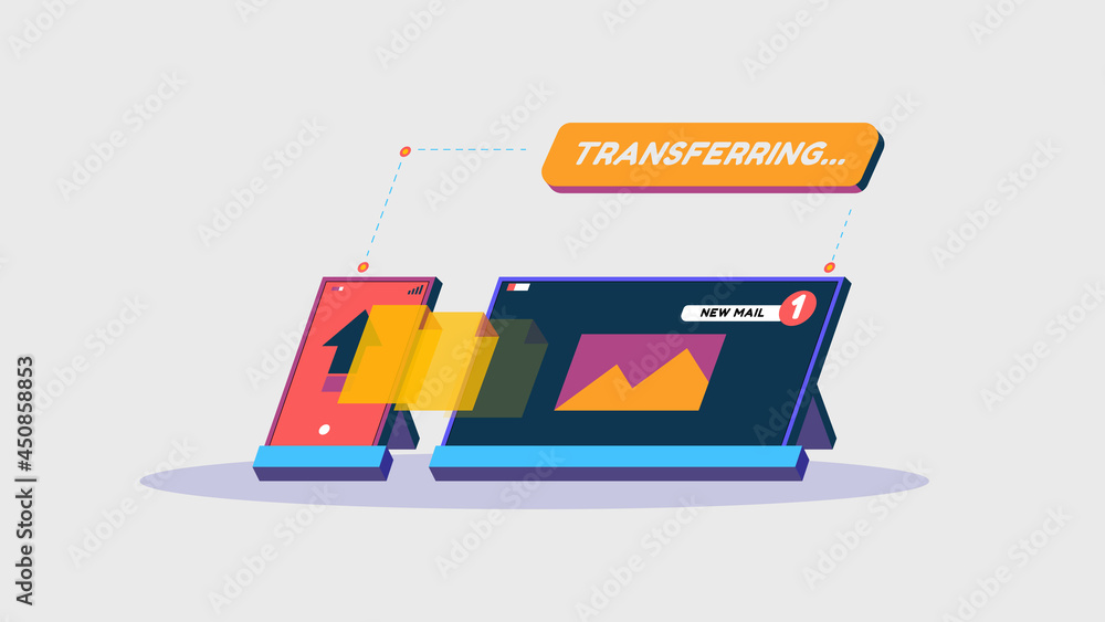 Illustration of Data Transfer between Gadgets Illustration of Data Transfer between Gadgets