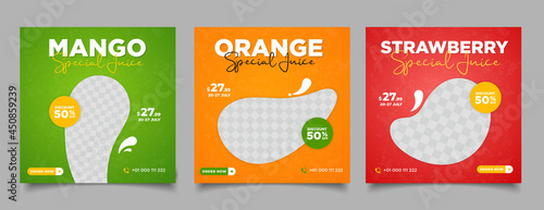 Special juice drink menu social media post instagram template