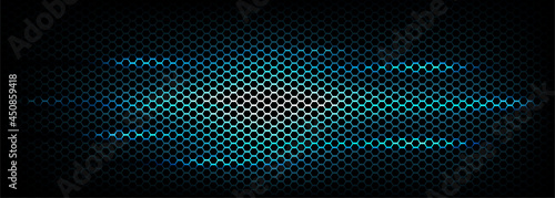 Hexagon Carbon fibre texture banner background, New Technology blue abstract, vector illustration
