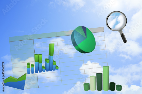 表計算ソフトと検索、グラフ、統計のイメージ背景画像