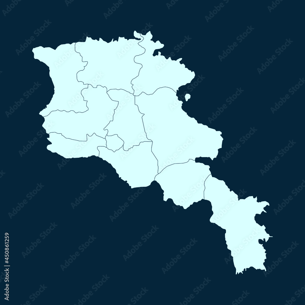 High Detailed Modern Blue Map of Armenia on Dark isolated background, Vector Illustration EPS 10 High Detailed Modern Blue Map of Armenia on Dark isolated background, Vector Illustration EPS 10