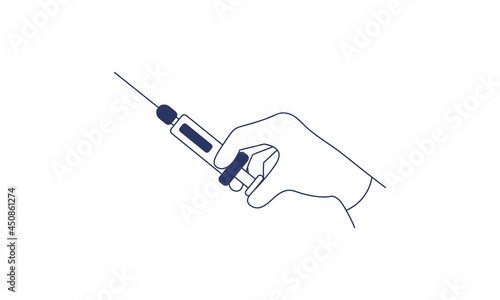 A syringe with the vaccine. Injection. Vaccination concept. Immunization campaign. Vaccine shot. Health care and protection. Vaccine icons. Medical treatment.
