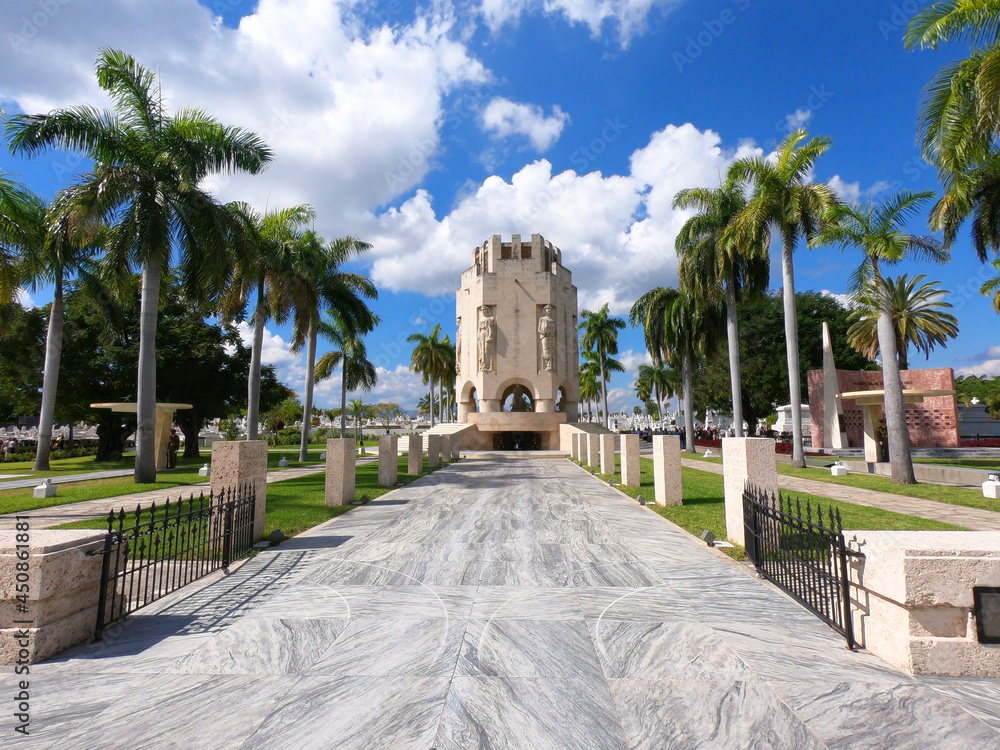 Front view of the mausoleum of José Martí at the Santa Ifigenia cemetery in the city of Santiago de Cuba