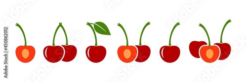 Cherry logo. Isolated cherry on white background