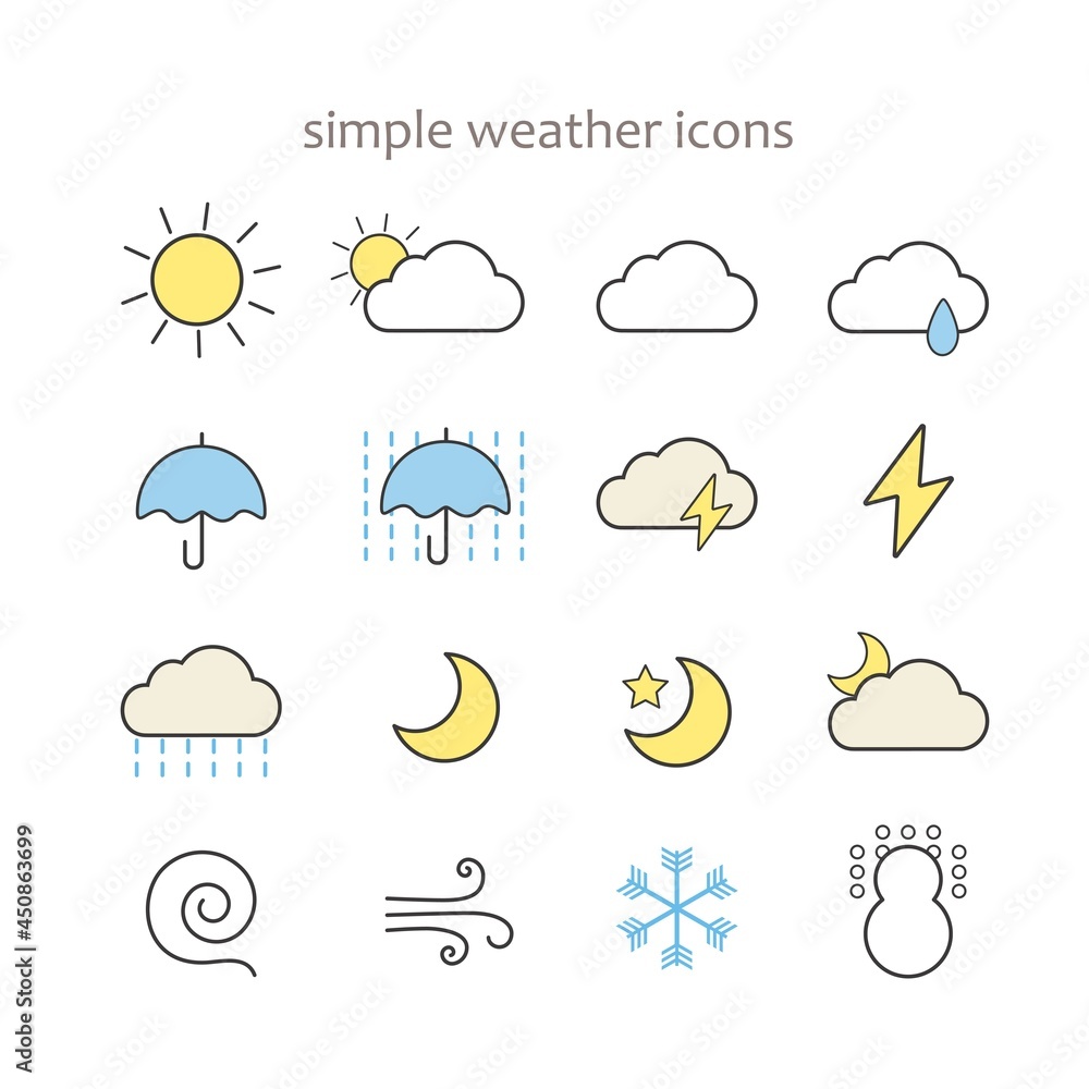 シンプルでかわいい天気アイコンセット シンプルでかわいい天気アイコンセット