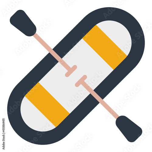 Boat with oars showing concept of canoe