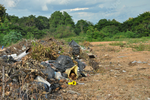 garbage that is not sorted in junk yard, selective focus