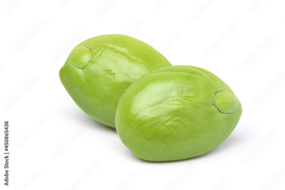 Close-up Pair of bitter bean isolated on white background. clipping path. Close-up Pair of bitter bean isolated on white background. clipping path.