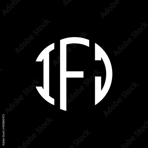 IFJ letter logo design. IFJ modern letter logo with black background. IFJ creative letter logo. simple and modern letter IFJ logo template, IFJ circle letter logo design with circle shape. IFJ 