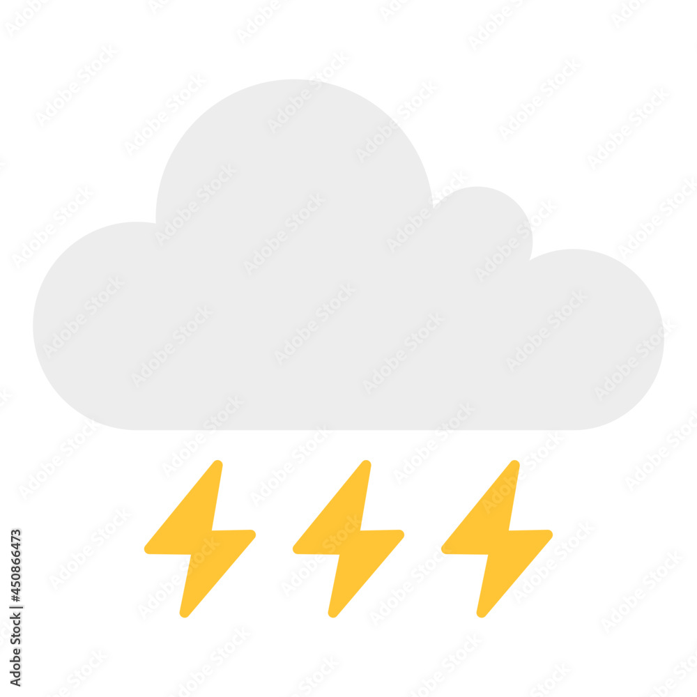 Cloud with bolt, icon of stormy cloud Cloud with bolt, icon of stormy cloud