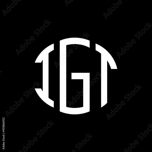 IGT letter logo design. IGT modern letter logo with black background. IGT creative  letter logo. simple and modern letter IGT logo template, IGT circle letter logo design with circle shape. IGT   photo