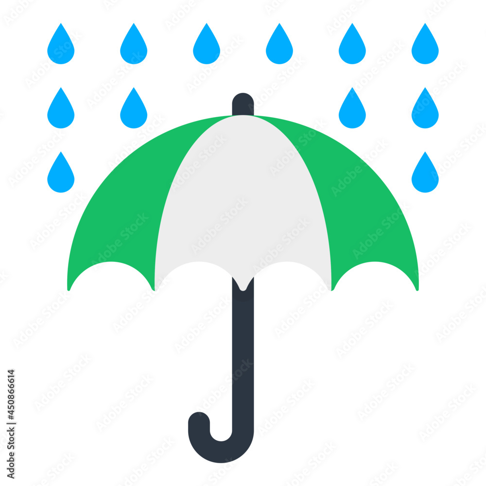 A rainshade protection icon, flat design of umbrella A rainshade protection icon, flat design of umbrella