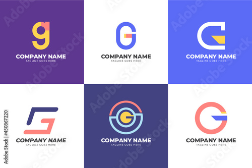Flat G Letter Logo Collection_