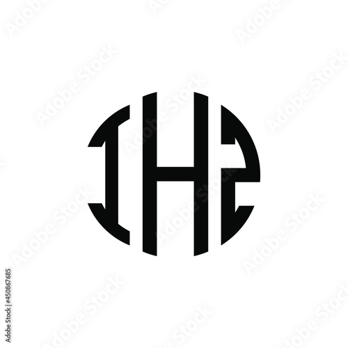 IHZ letter logo design. IHZ modern letter logo with black background. IHZ creative  letter logo. simple and modern letter IHZ logo template, IHZ circle letter logo design with circle shape. IHZ   photo