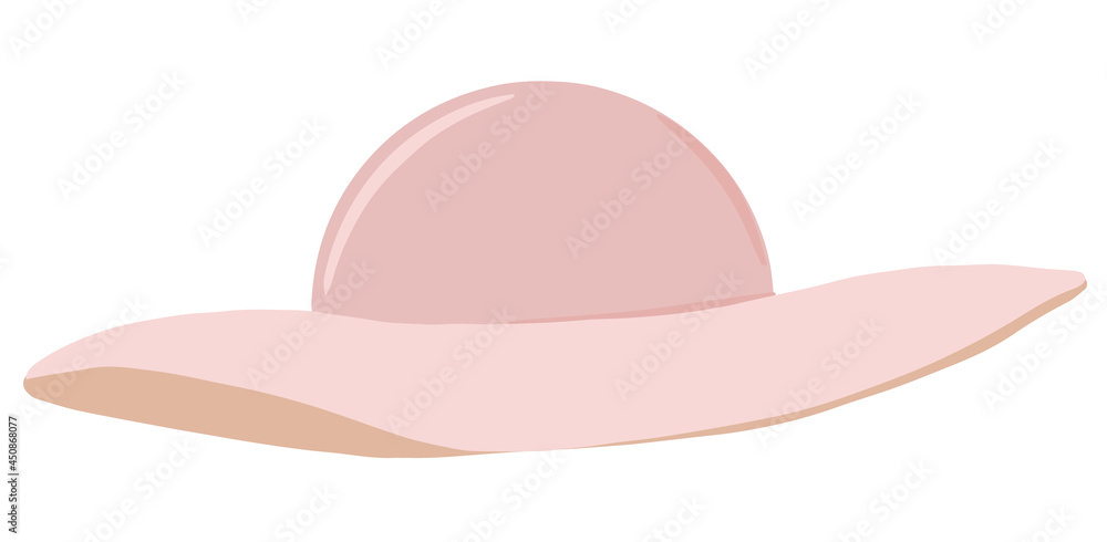 Women's hat, clothing item or accessory, cute hat, summer accessory, straw hat, stylish and simple style, cartoon illustration, vector drawing, Print
