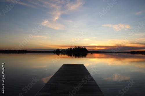 Fototapeta Naklejka Na Ścianę i Meble -  Sunset From The Dock, Elk Island National Park, Alberta