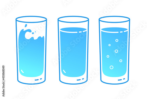 Vector illustration set of glasses of water