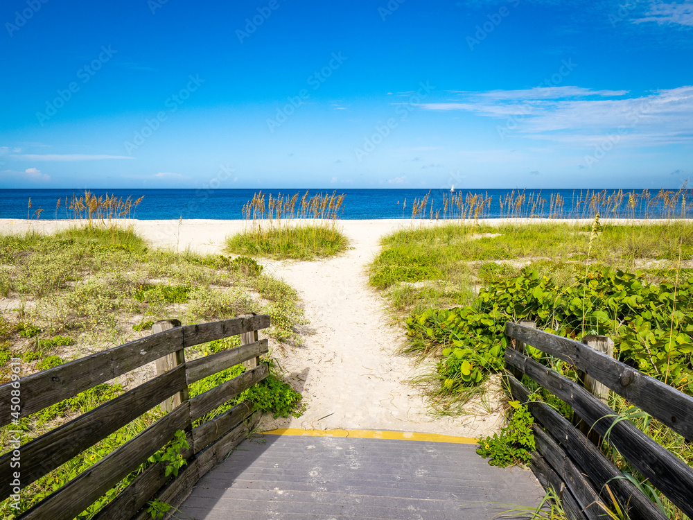 Boardwalk to Nokomis Beach in Southwest Florida on the Gulf of Mexico in Nokomis Florida USA