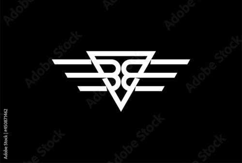 Initial BB 33 or Triangle Wings for Sport Military Badge Emblem Logo Design Vector