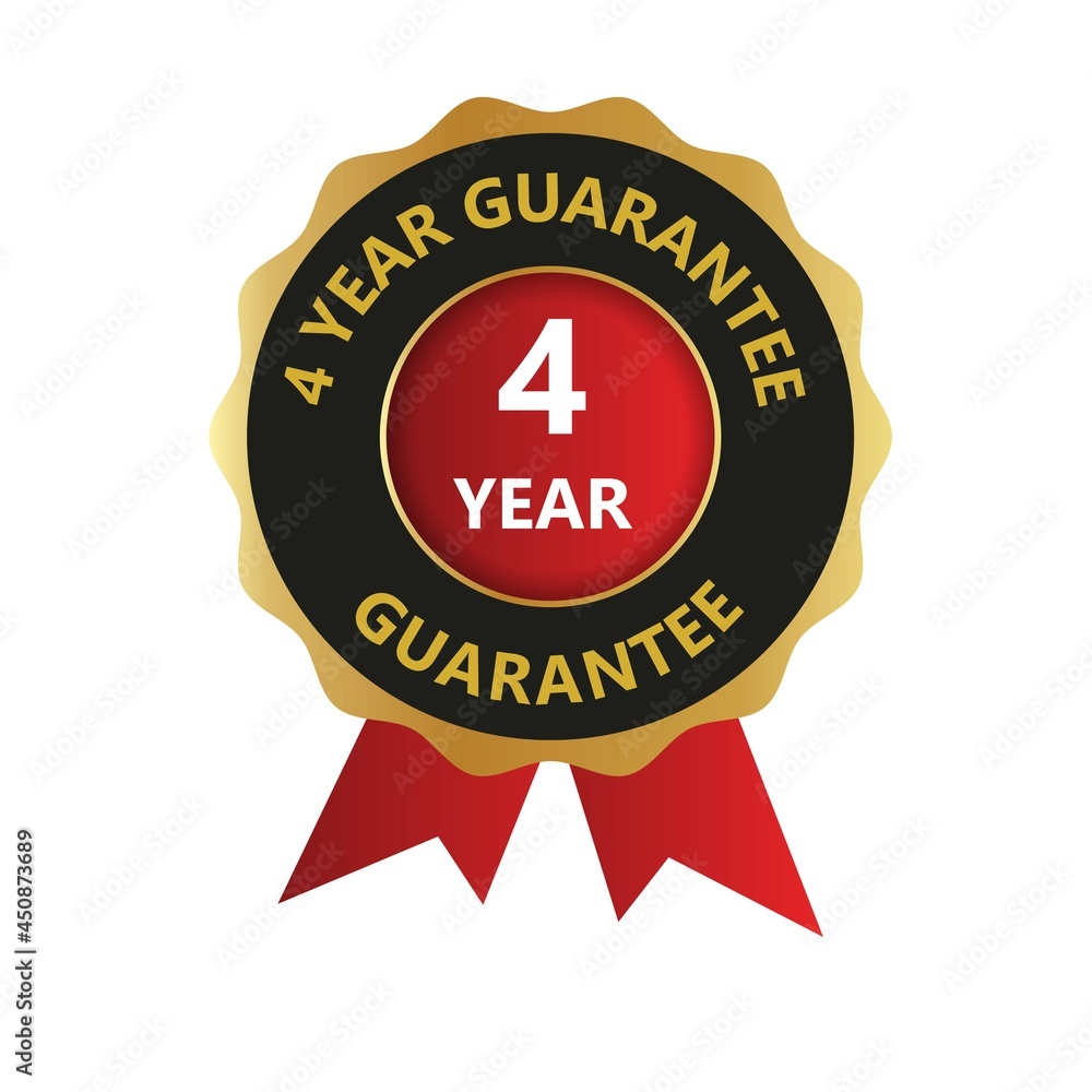 4 year guarantee logo, Guaranteed badges, One Year Warranty 4 year guarantee logo, Guaranteed badges, One Year Warranty