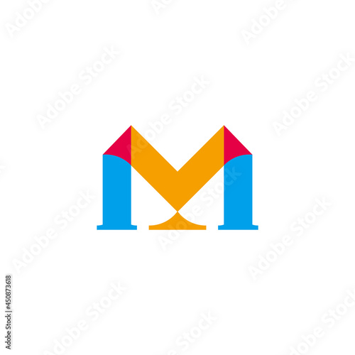 letter m colorful mosaic simple geometric logo vector
