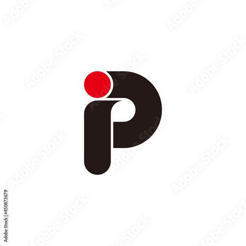 letter ip simple colorful curve colorful logo vector