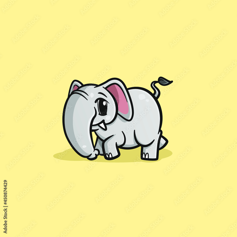 Obraz premium Cute elephant with big trunk isolated vector illustration design