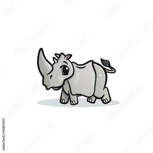 Cute rhinoceros with big horn isolated vector illustration design