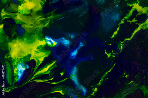 Green blue fluid art. Ocean underwater world, abstract acrylic painting background. Modern marble texture. The concept of natural texture, creative wave, algae. Fashion art, mock up for art design