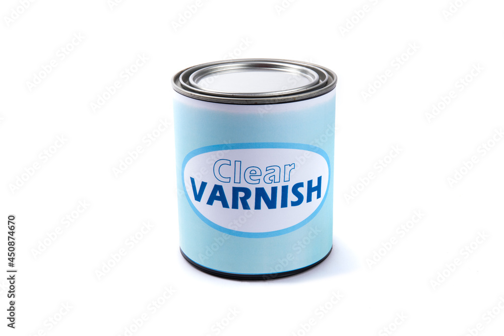 A generic labelled quart or liter can of varnish isolated on white A generic labelled quart or liter can of varnish isolated on white