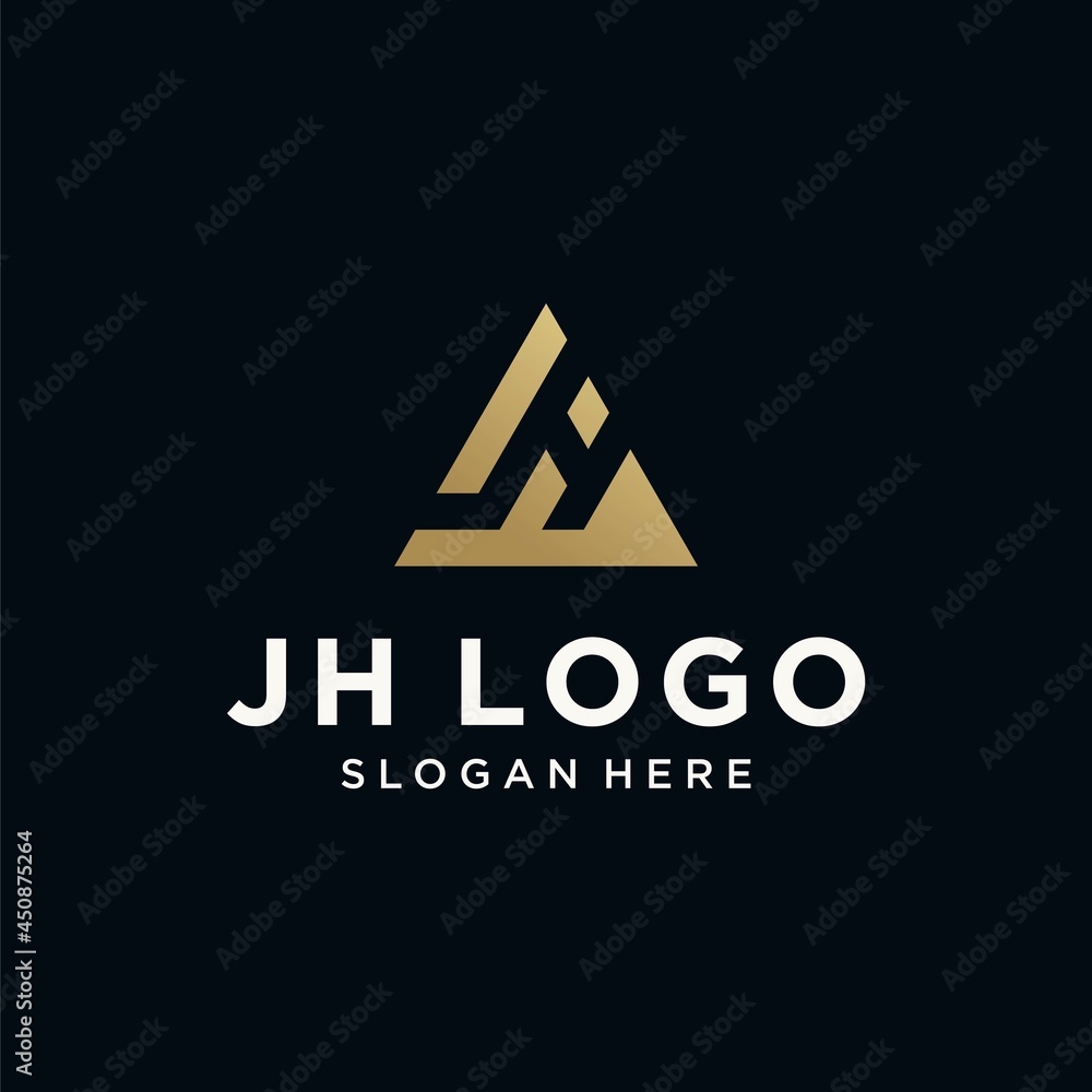 J,h triangle logo template design j,h hexagon initial monogram with gold color luxury logo j J,h triangle logo template design j,h hexagon initial monogram with gold color luxury logo j