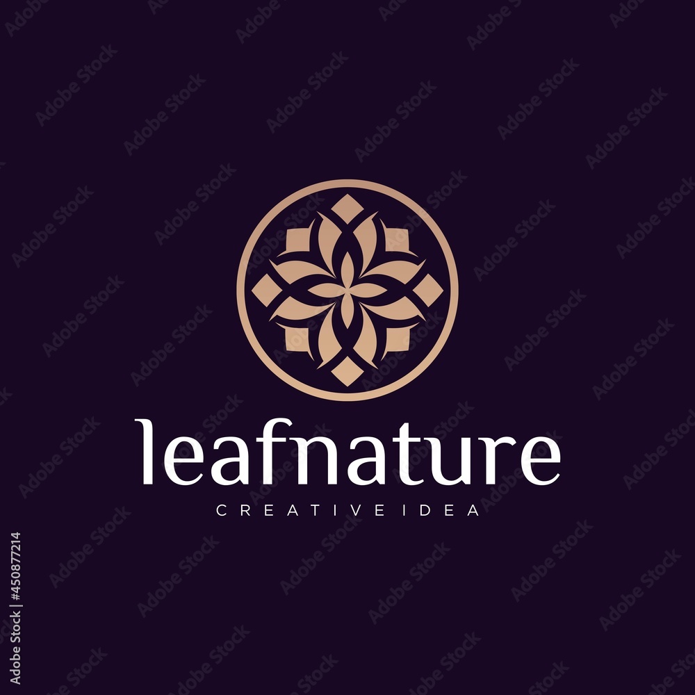 Organic leaf logo set with rotating cycle vector concept design luxury leaf Organic leaf logo design with rotating cycle concept luxury leaf rotating graphic