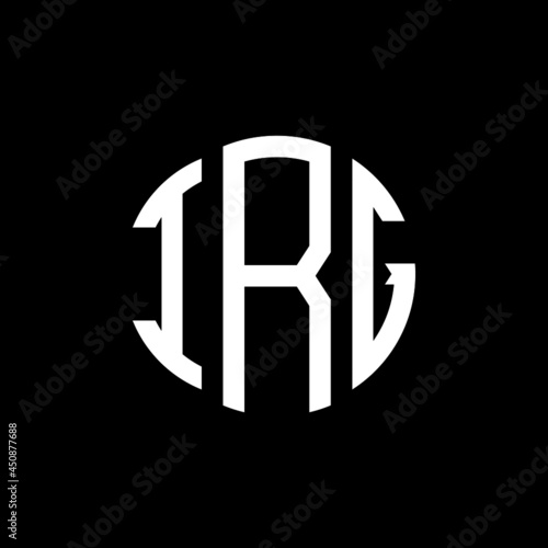 IRG letter logo design. IRG modern letter logo with black background. IRG creative  letter logo. simple and modern letter IRG logo template, IRG circle letter logo design with circle shape. IRG  photo