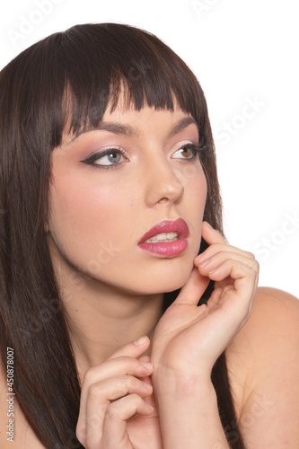 Close up portrait of young woman posing