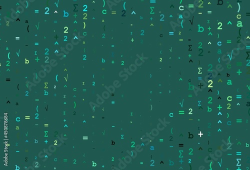 Light Green, Yellow vector template with math simbols.