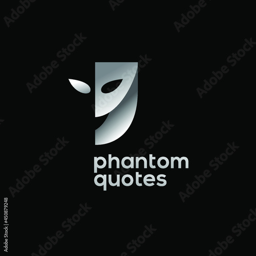 mask phantom and quotes logo design. Vector icon illustration inspiration. unique icon black and white version