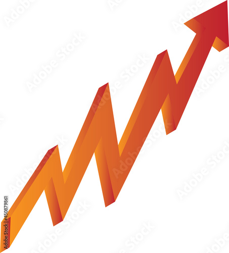 Red 3d shiny arrow move up business vector background