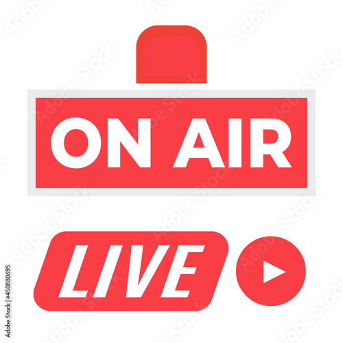 Broadcast studio on air light. On-air sign radio and television