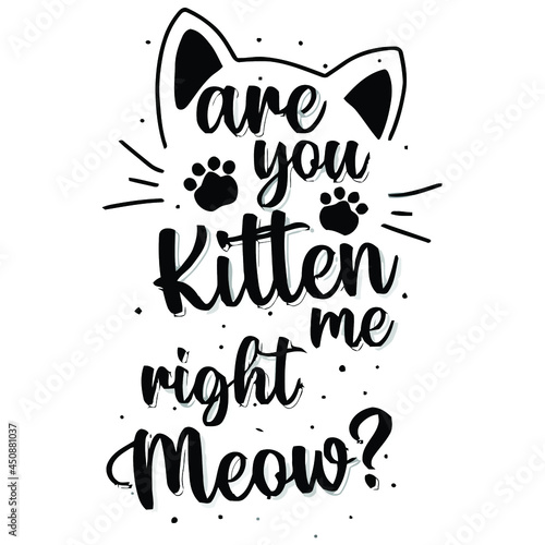 Canvas Print are you kitten me right meow funny cats lovers wo plus size art vector design il